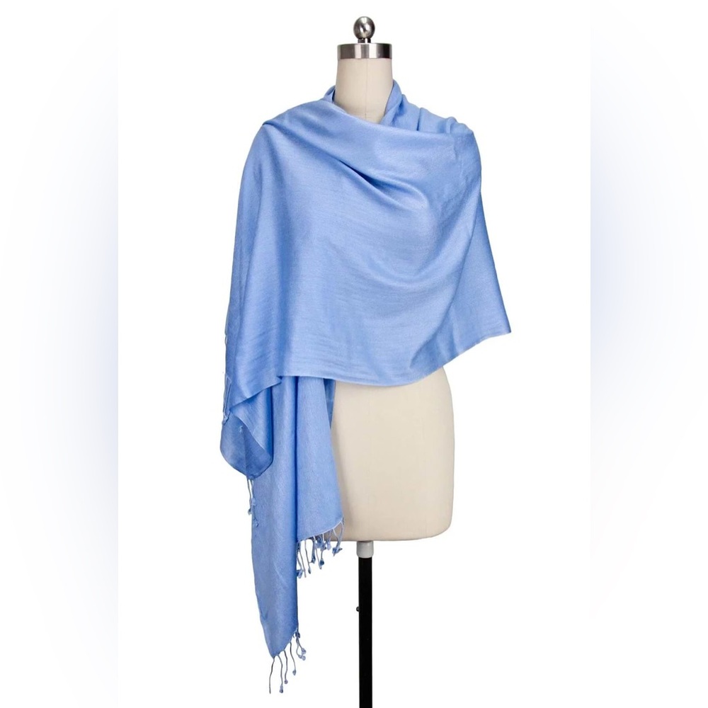 Saachi Cornflower Blue Cashmere Silk Wrap